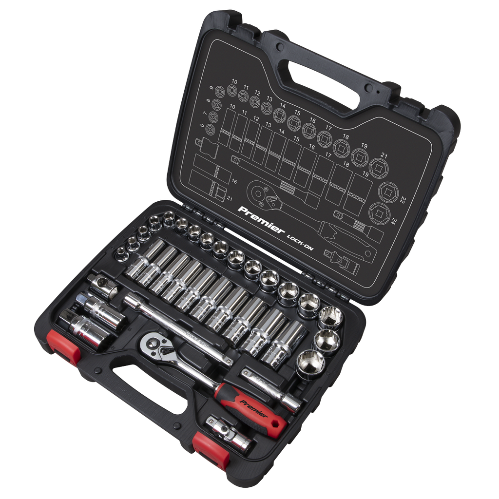 Lock-On™ Socket Set 3/8"Sq Drive 34pc AK27481