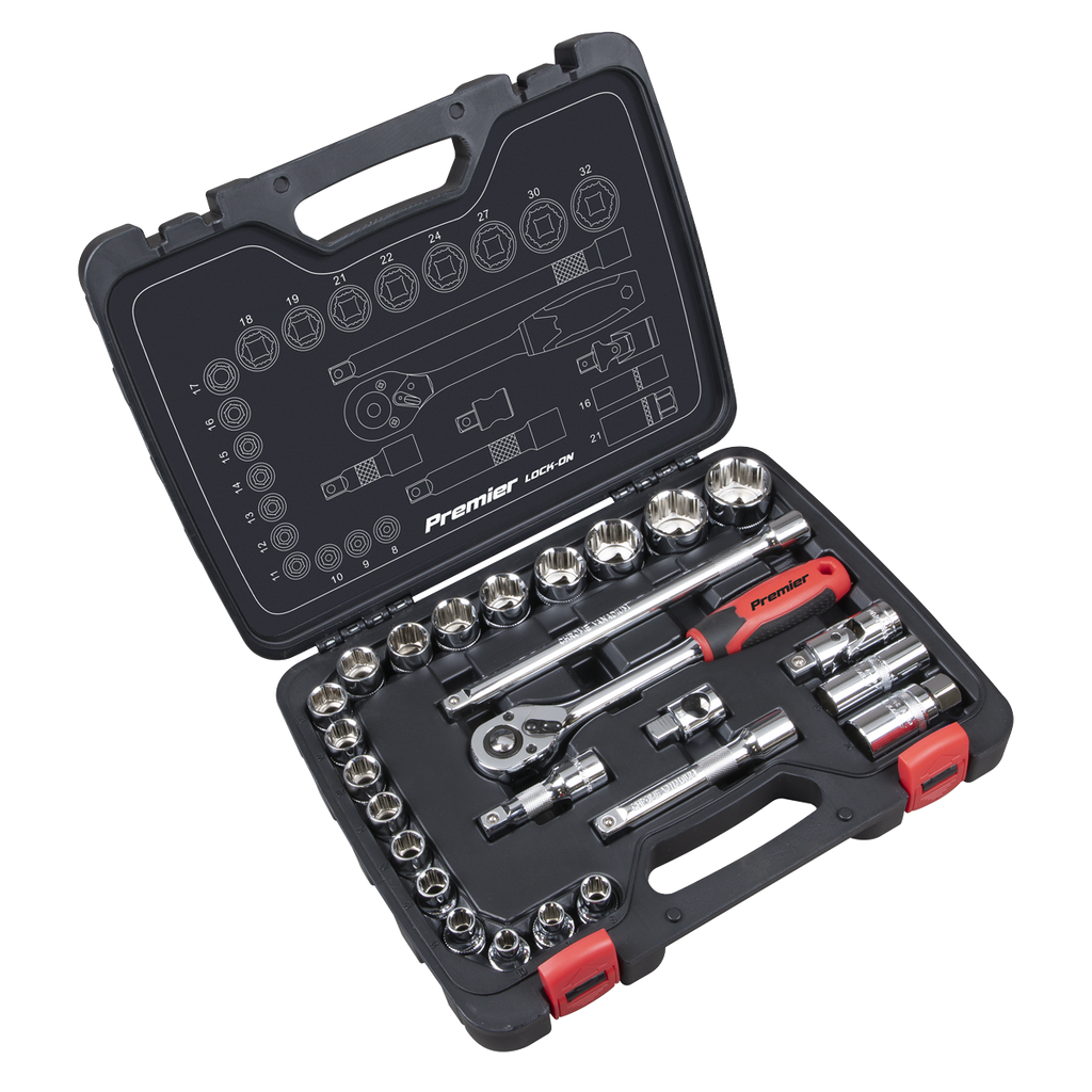 Lock-On™ Socket Set 1/2"Sq Drive 26pc AK27482