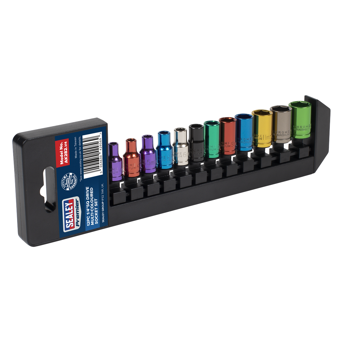 Multi-Coloured Socket Set 1/4"Sq Drive 12pc AK282