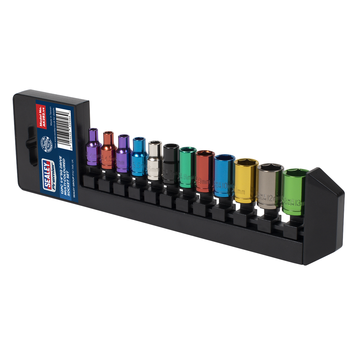Multi-Coloured Socket Set 1/4"Sq Drive 12pc AK282