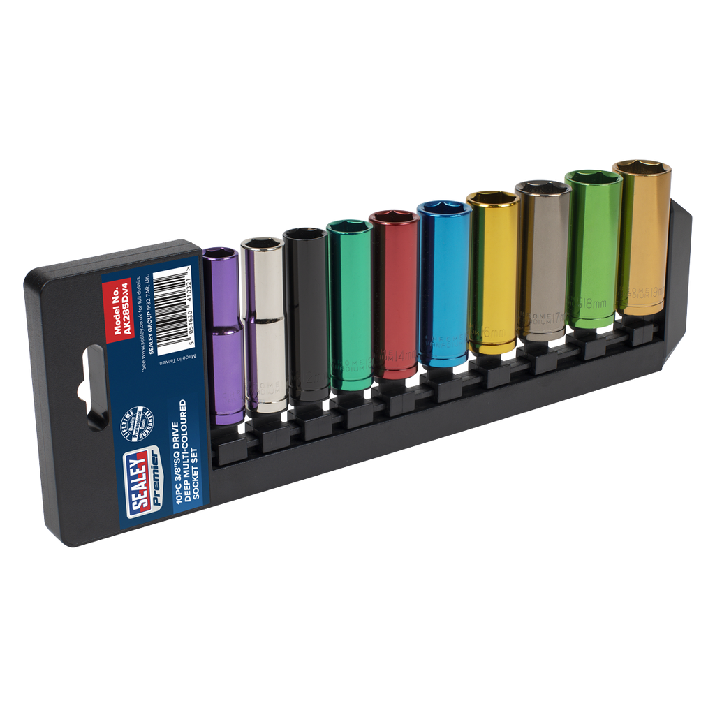 Deep Multi-Coloured Socket Set 3/8"Sq Drive 10pc AK285D