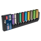 Deep Multi-Coloured Socket Set 3/8"Sq Drive 10pc AK285D