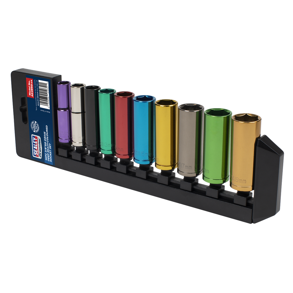 Deep Multi-Coloured Socket Set 3/8"Sq Drive 10pc AK285D