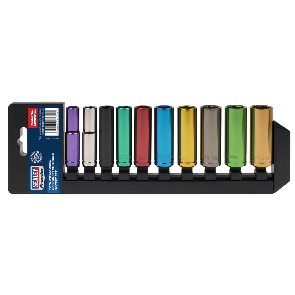 Deep Multi-Coloured Socket Set 3/8"Sq Drive 10pc AK285D
