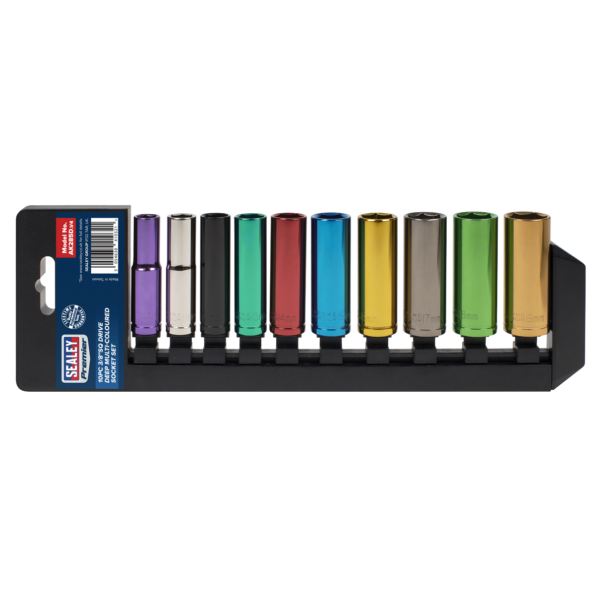 Deep Multi-Coloured Socket Set 3/8"Sq Drive 10pc AK285D