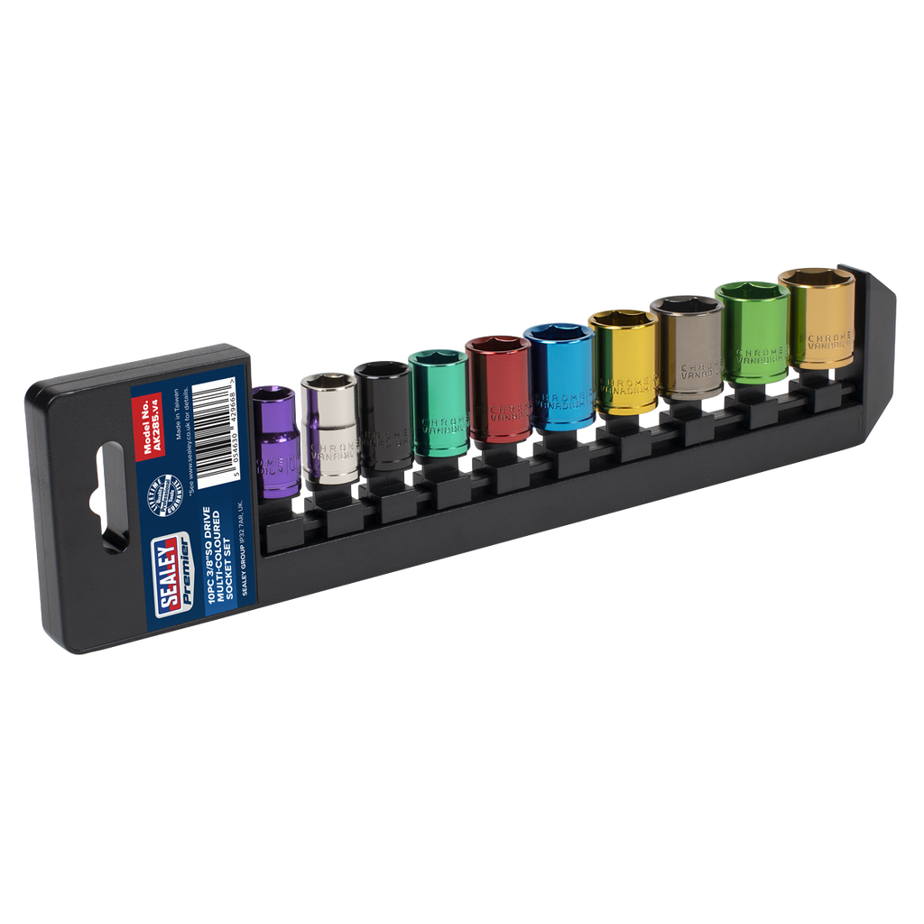 Multi-Coloured Socket Set 3/8"Sq Drive 10pc AK285