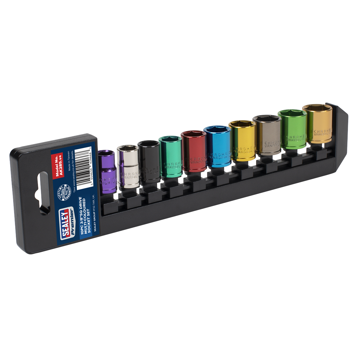 Multi-Coloured Socket Set 3/8"Sq Drive 10pc AK285