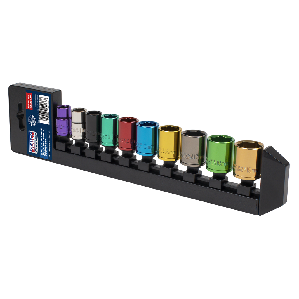 Multi-Coloured Socket Set 3/8"Sq Drive 10pc AK285
