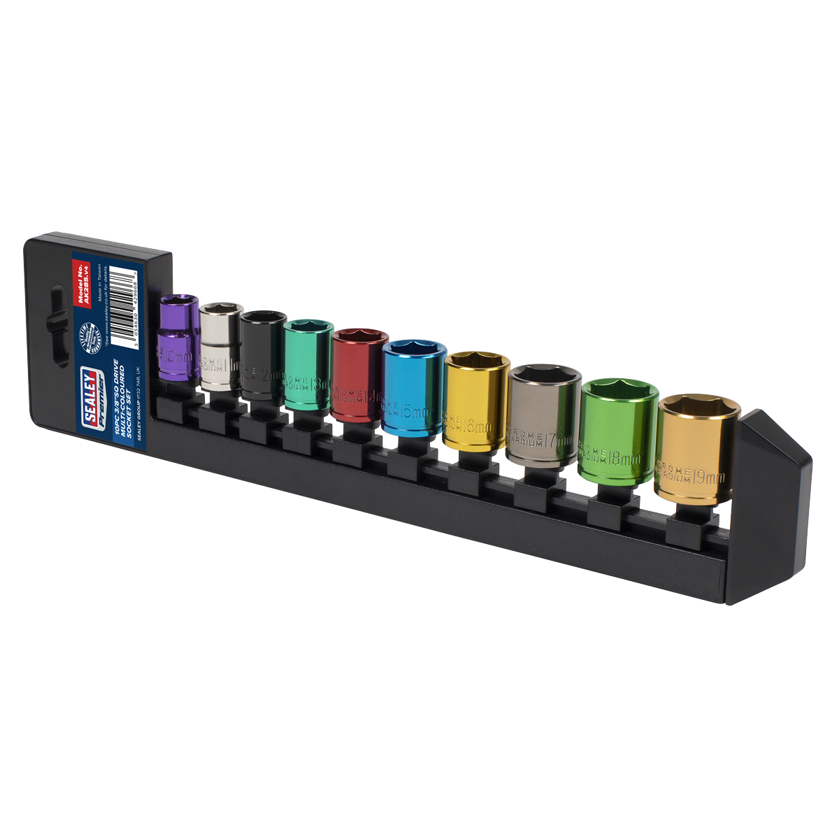 Multi-Coloured Socket Set 3/8"Sq Drive 10pc AK285
