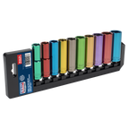 Deep Multi-Coloured Socket Set 1/2"Sq Drive 10pc AK288D