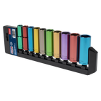 Deep Multi-Coloured Socket Set 1/2"Sq Drive 10pc AK288D