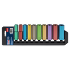 Deep Multi-Coloured Socket Set 1/2"Sq Drive 10pc AK288D