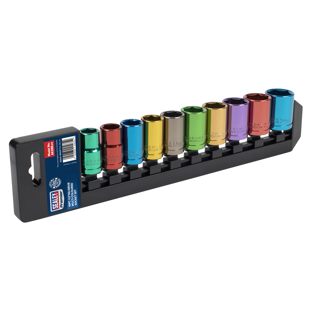 Multi-Coloured Socket Set 1/2"Sq Drive 10pc AK288