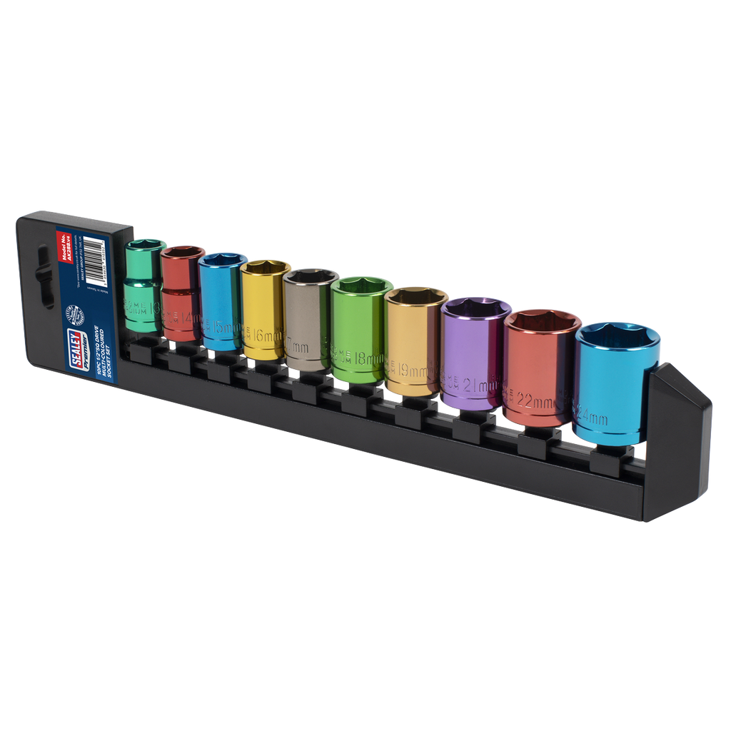Multi-Coloured Socket Set 1/2"Sq Drive 10pc AK288