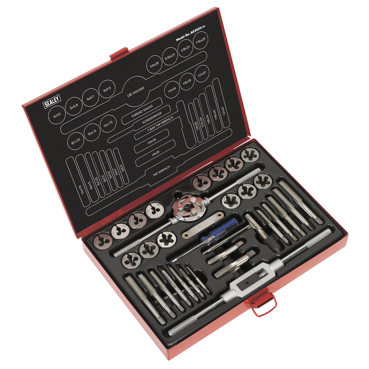 Metric/UNF/BSP Tap & Die Set Split Dies 33pc AK3033