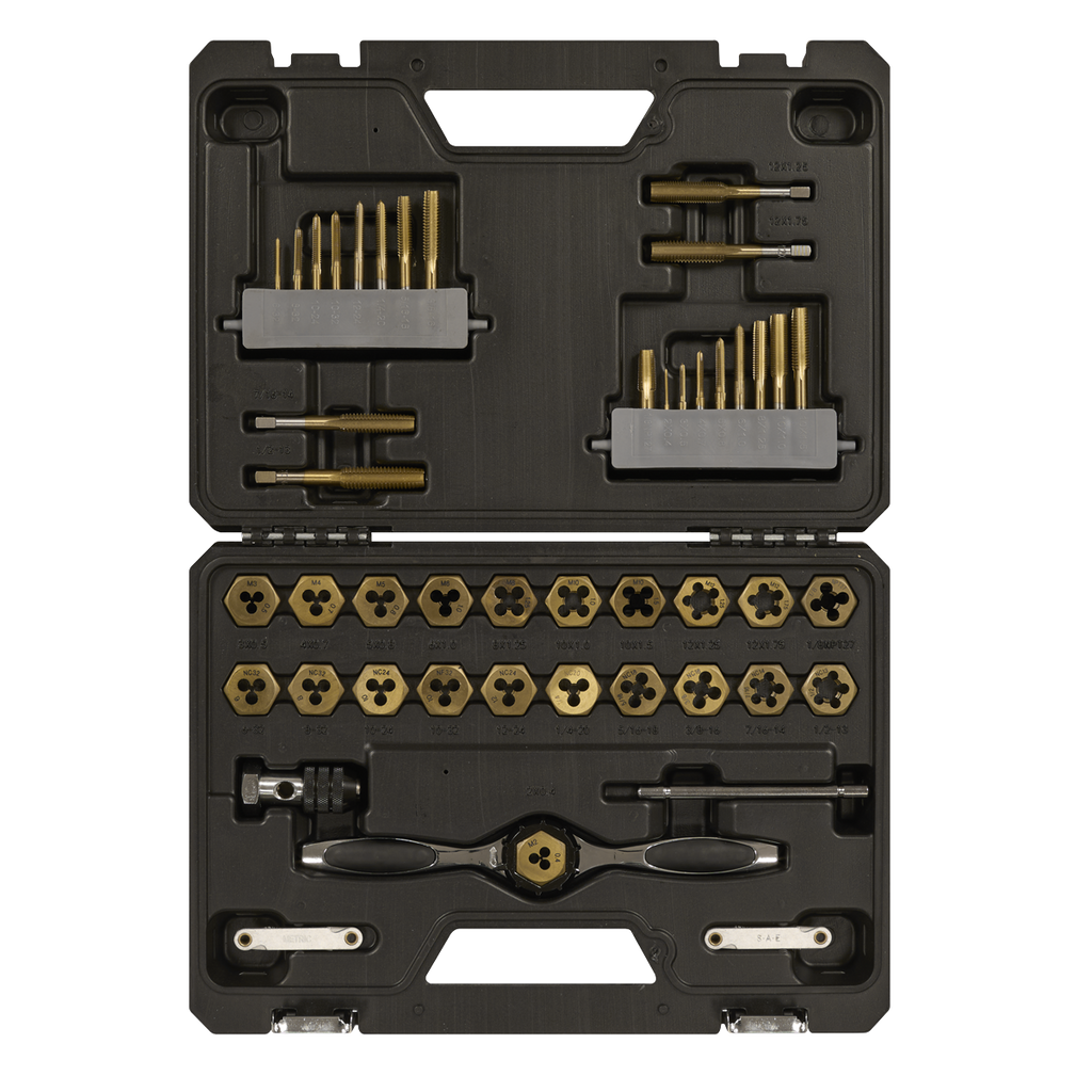 Metric & Imperial Titanium Coated Hexagonal Tap & Die Set 46pc AK3046