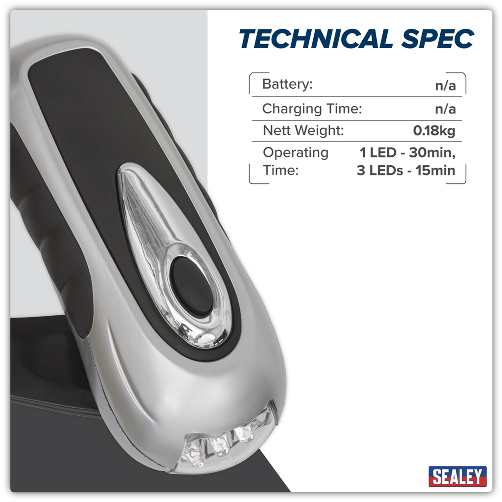 Rechargeable Wind-Up Torch 3 LED AK3305