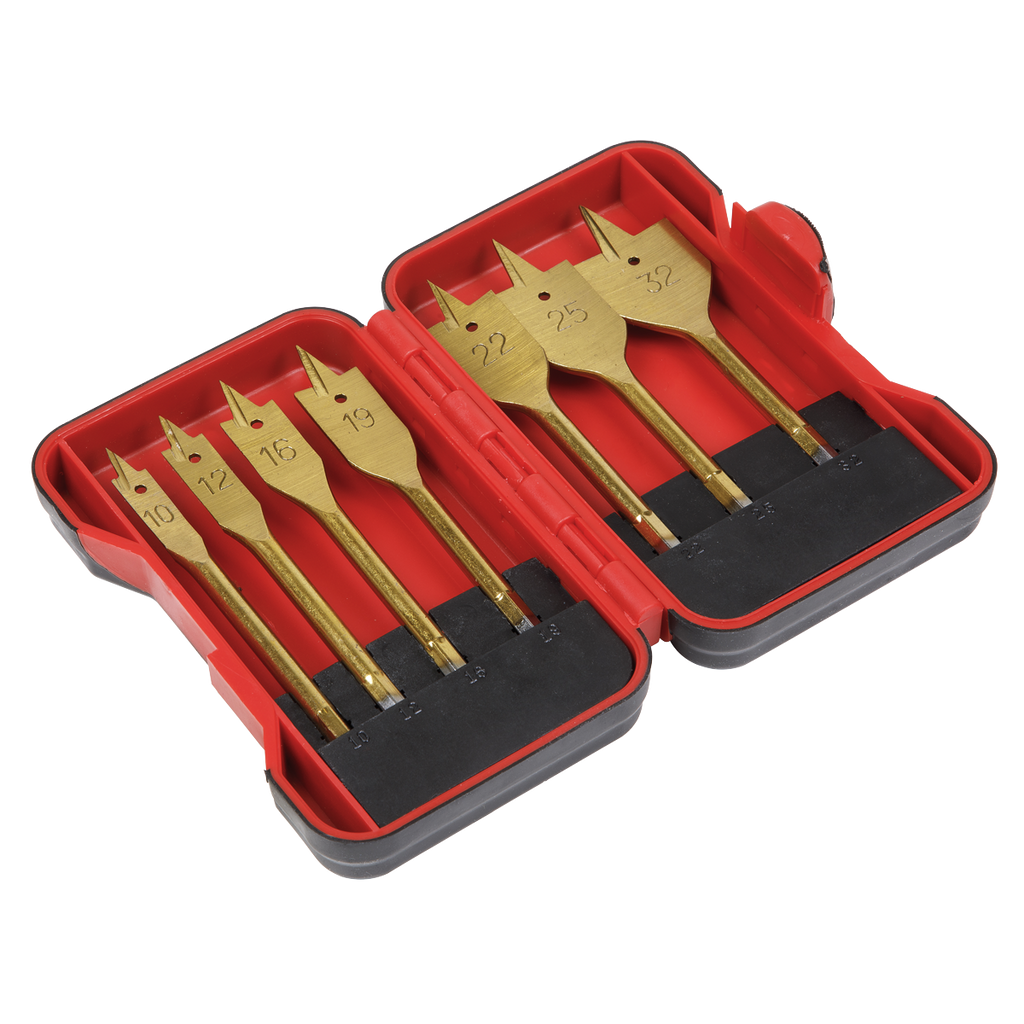 Titanium Coated Flat Wood Drill Bit Set 7pc AK3707FW