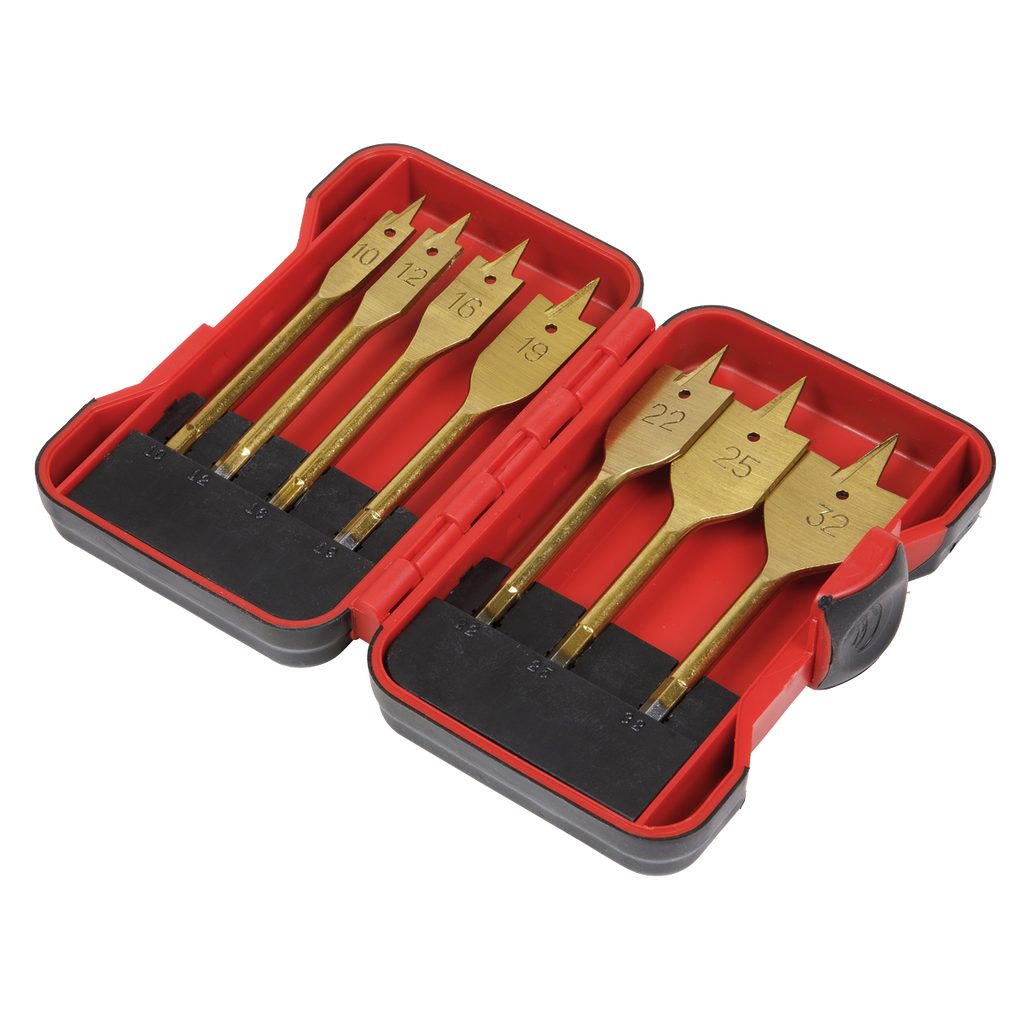 Titanium Coated Flat Wood Drill Bit Set 7pc AK3707FW