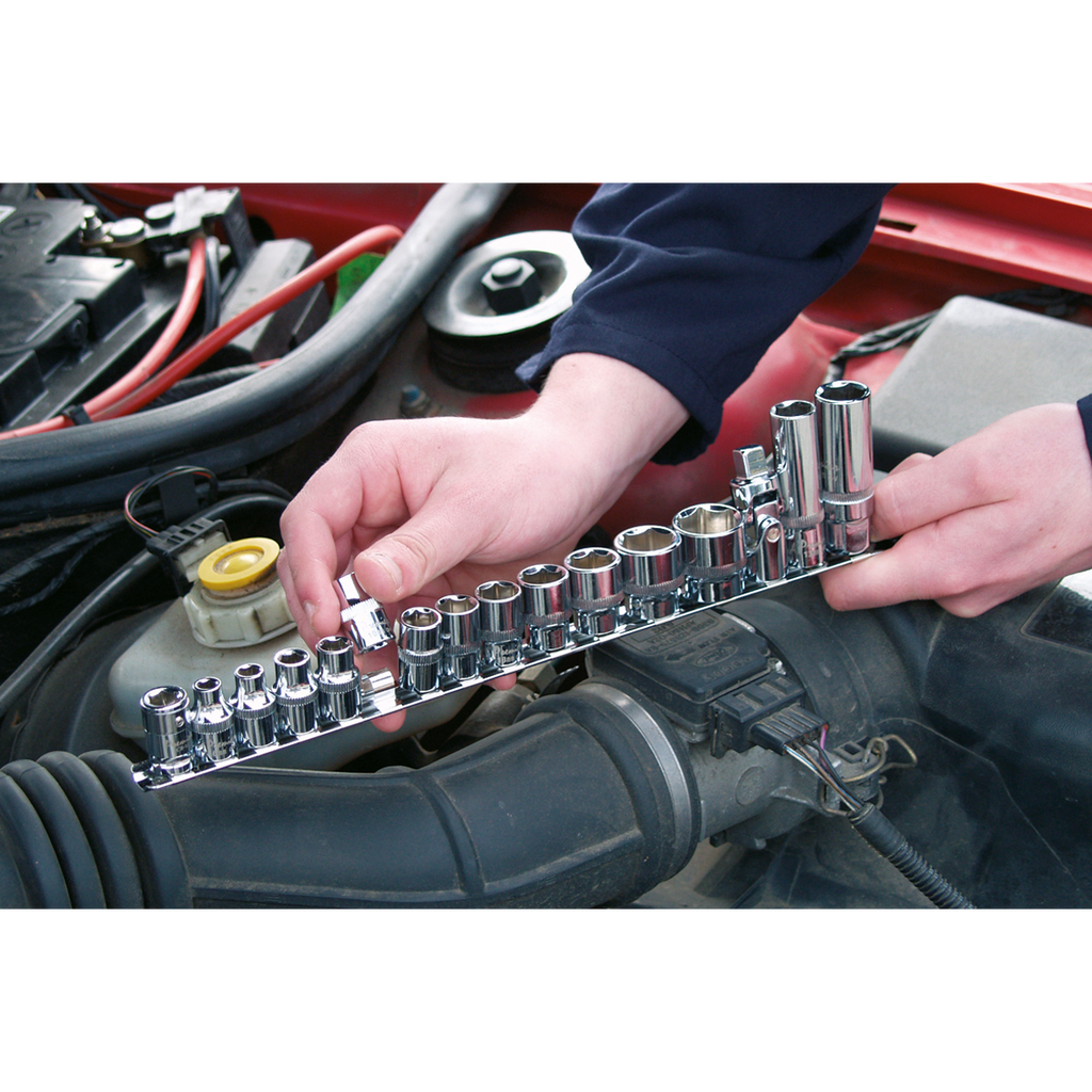 Socket Retaining Rail with 14 Clips 3/8"Sq Drive AK3814