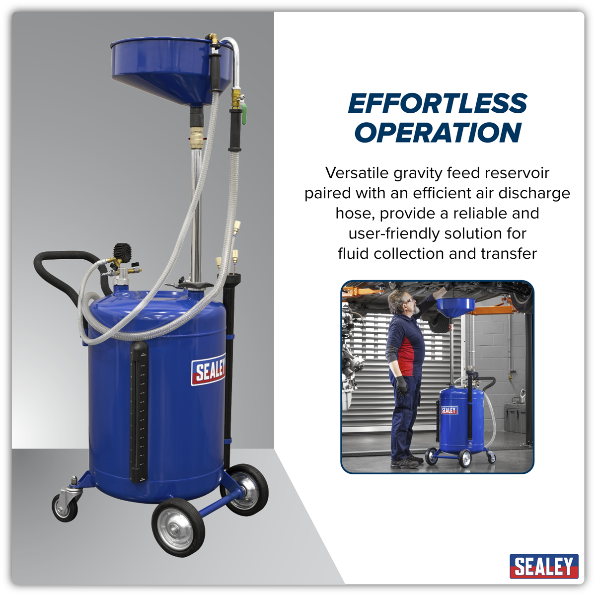 Air Discharge Mobile Oil Drainer with Probes 90L AK459DX