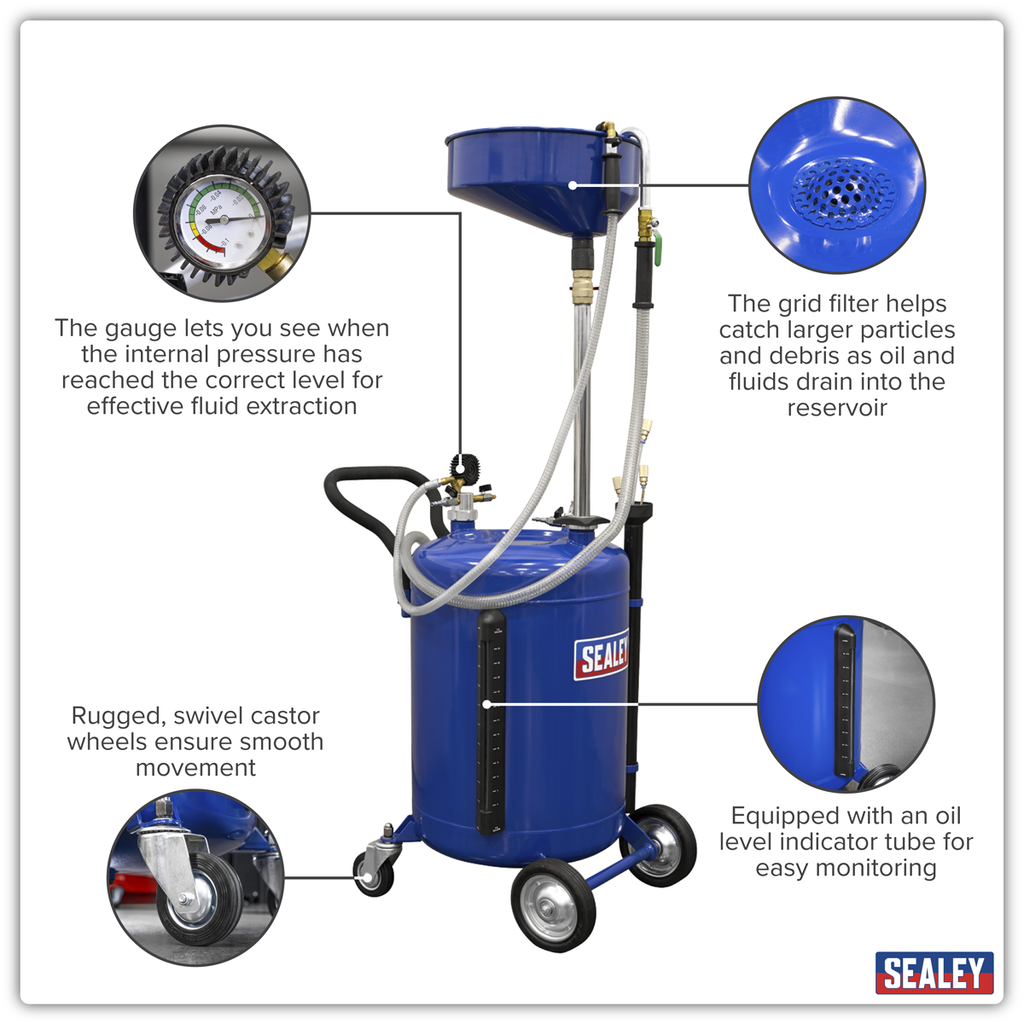 Air Discharge Mobile Oil Drainer with Probes 90L AK459DX