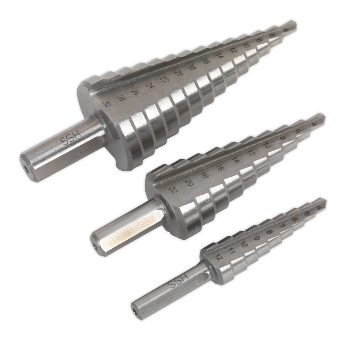 Double Flute HSS M2 Step Drill Bit Set 3pc AK4733