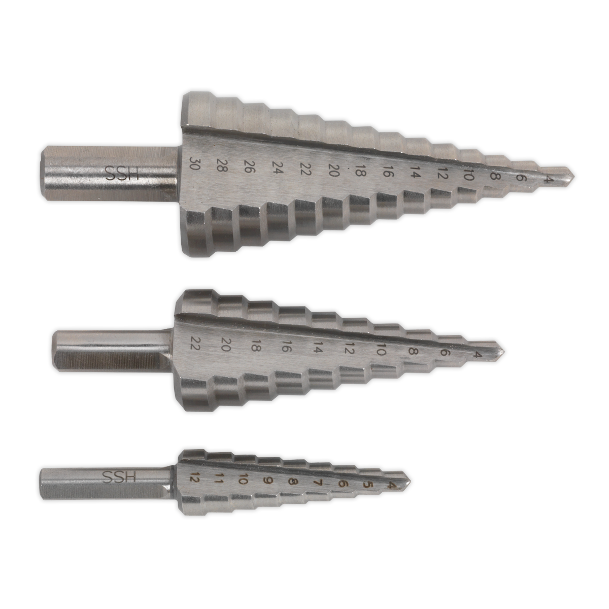 Double Flute HSS M2 Step Drill Bit Set 3pc AK4733