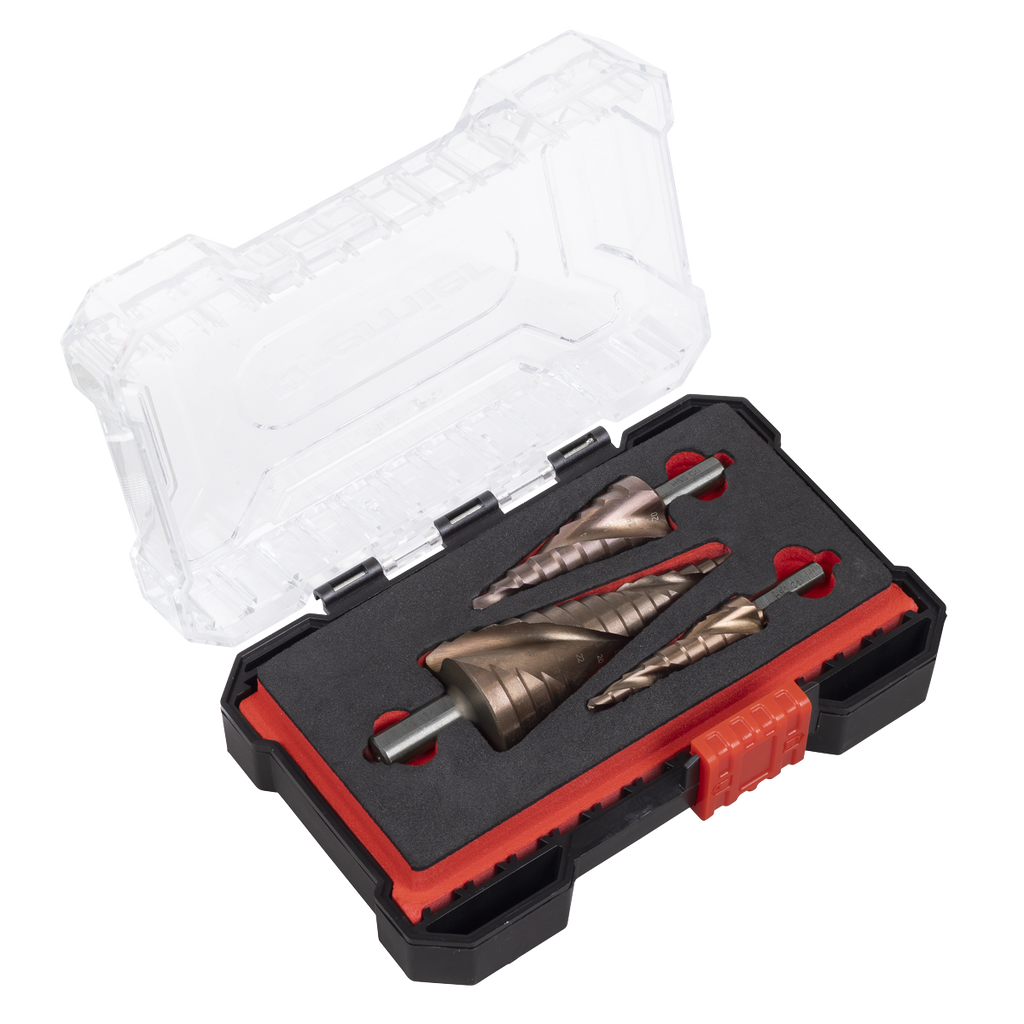 Spiral Flute HSS Cobalt Step Drill Bit Set 3pc AK4743