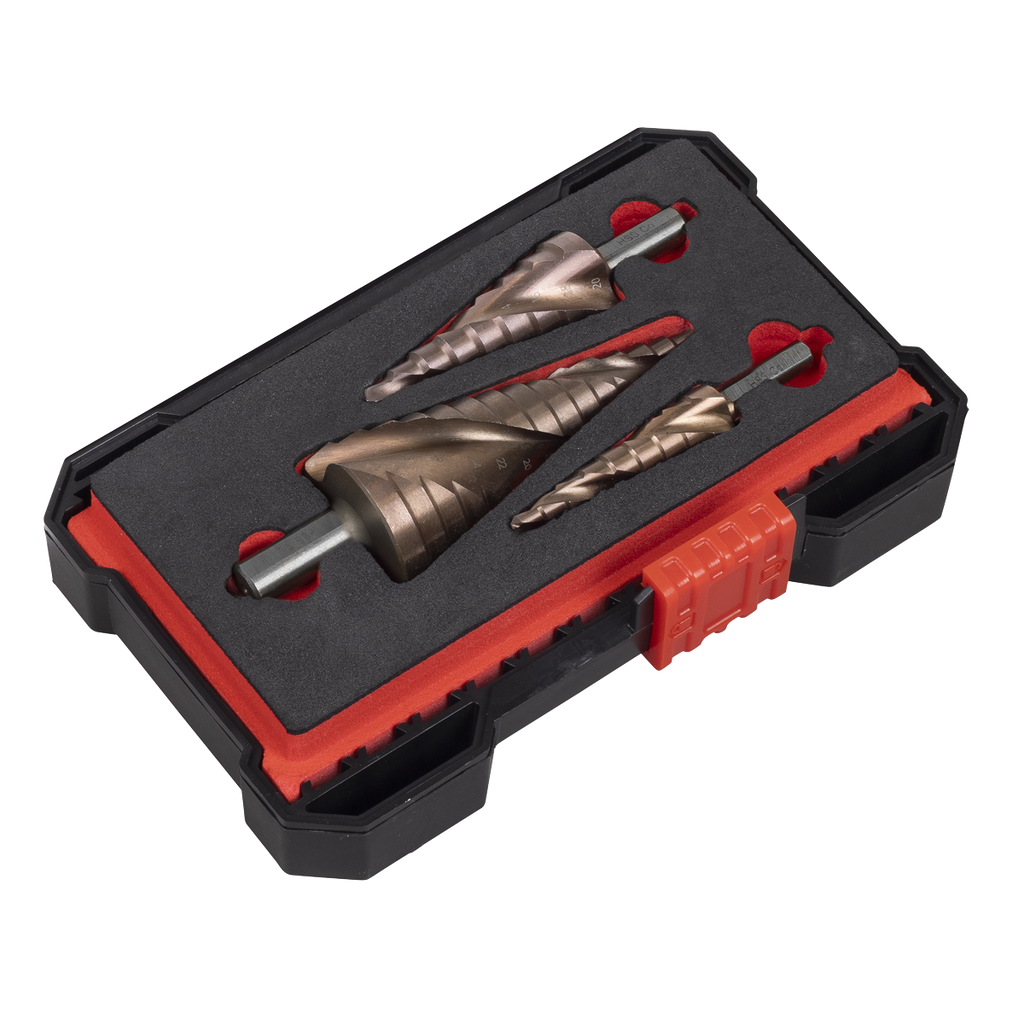 Spiral Flute HSS Cobalt Step Drill Bit Set 3pc AK4743