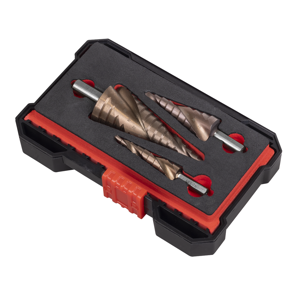 Spiral Flute HSS Cobalt Step Drill Bit Set 3pc AK4743