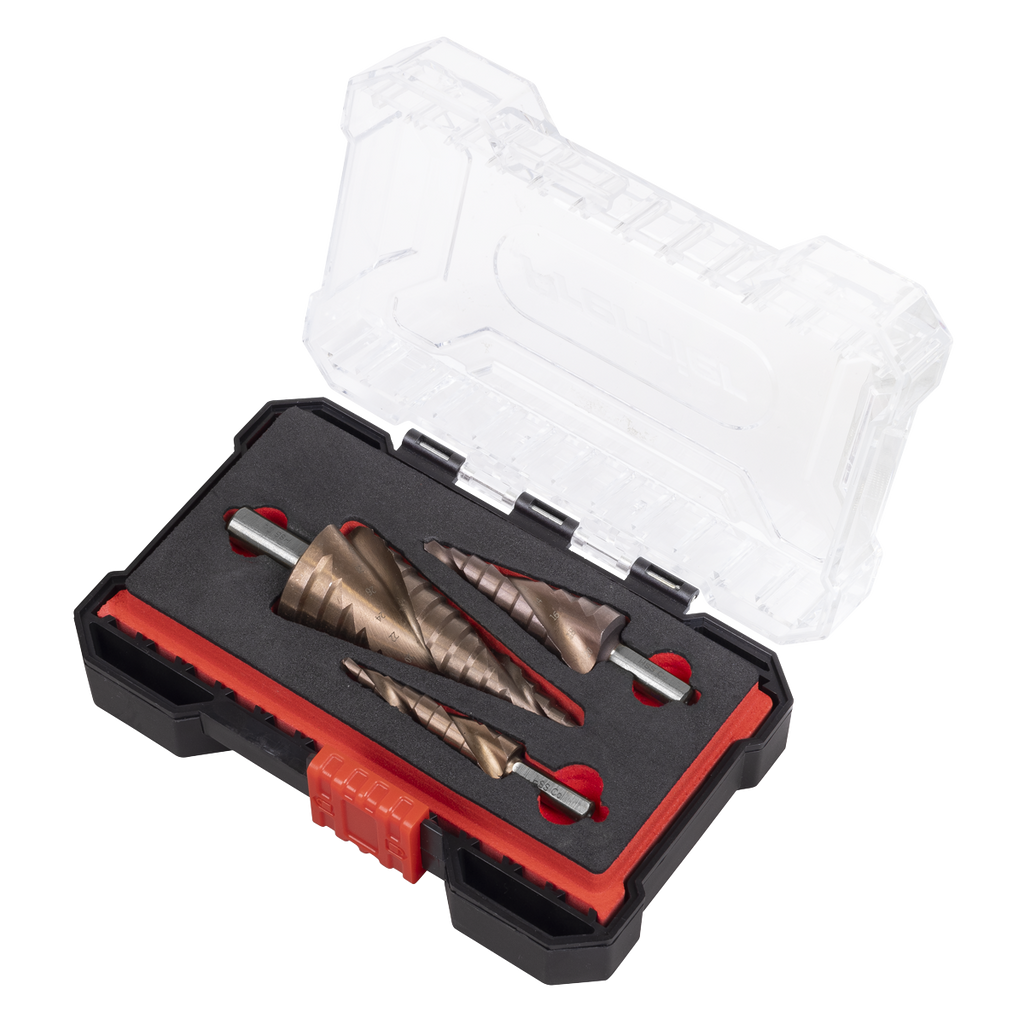 Spiral Flute HSS Cobalt Step Drill Bit Set 3pc AK4743
