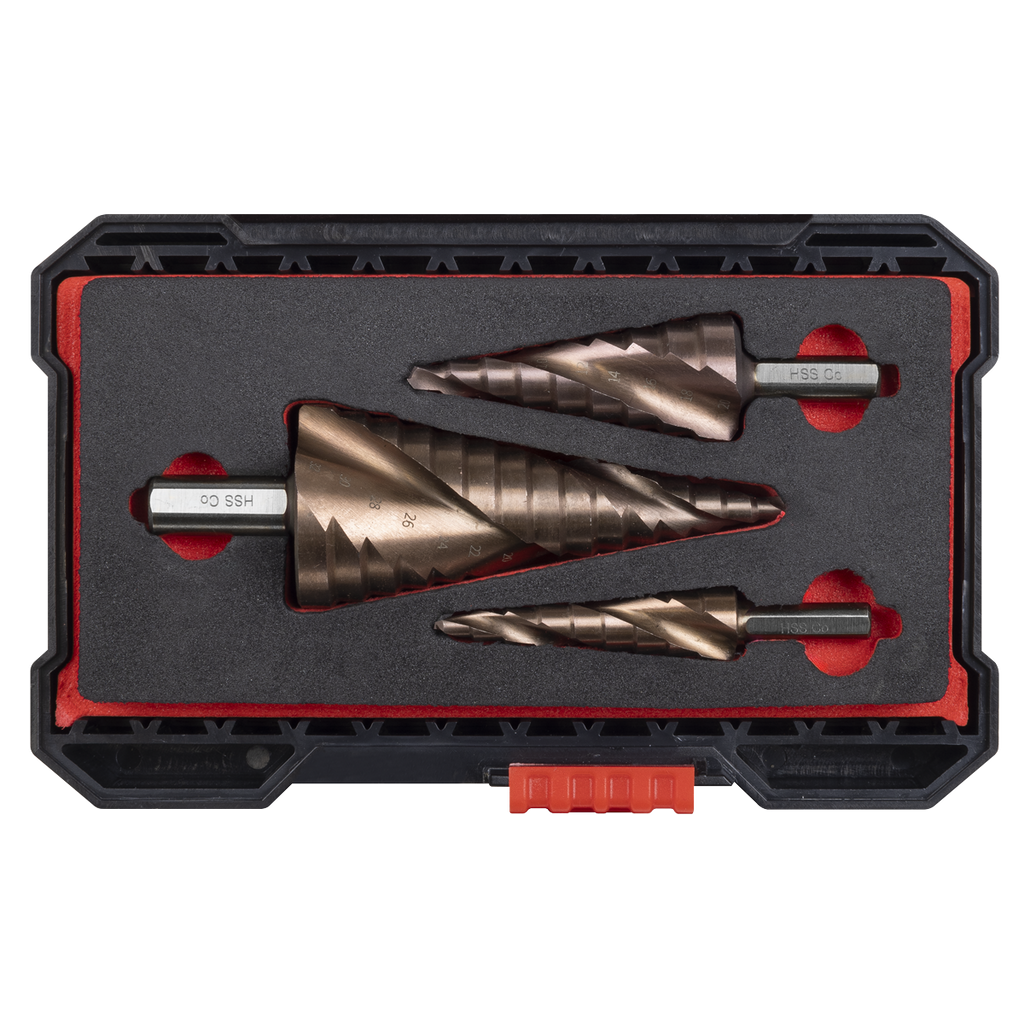Spiral Flute HSS Cobalt Step Drill Bit Set 3pc AK4743