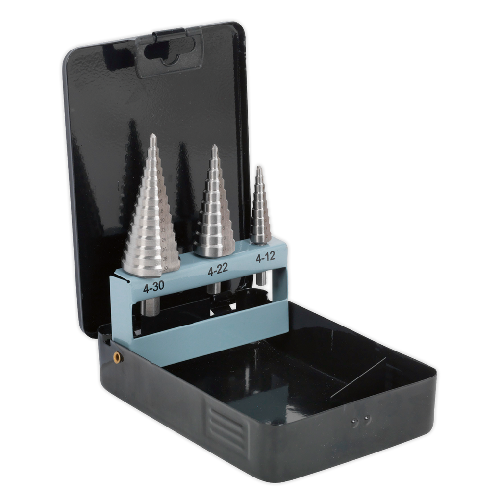 Double Flute HSS 4341 Step Drill Bit Set 3pc AK4746