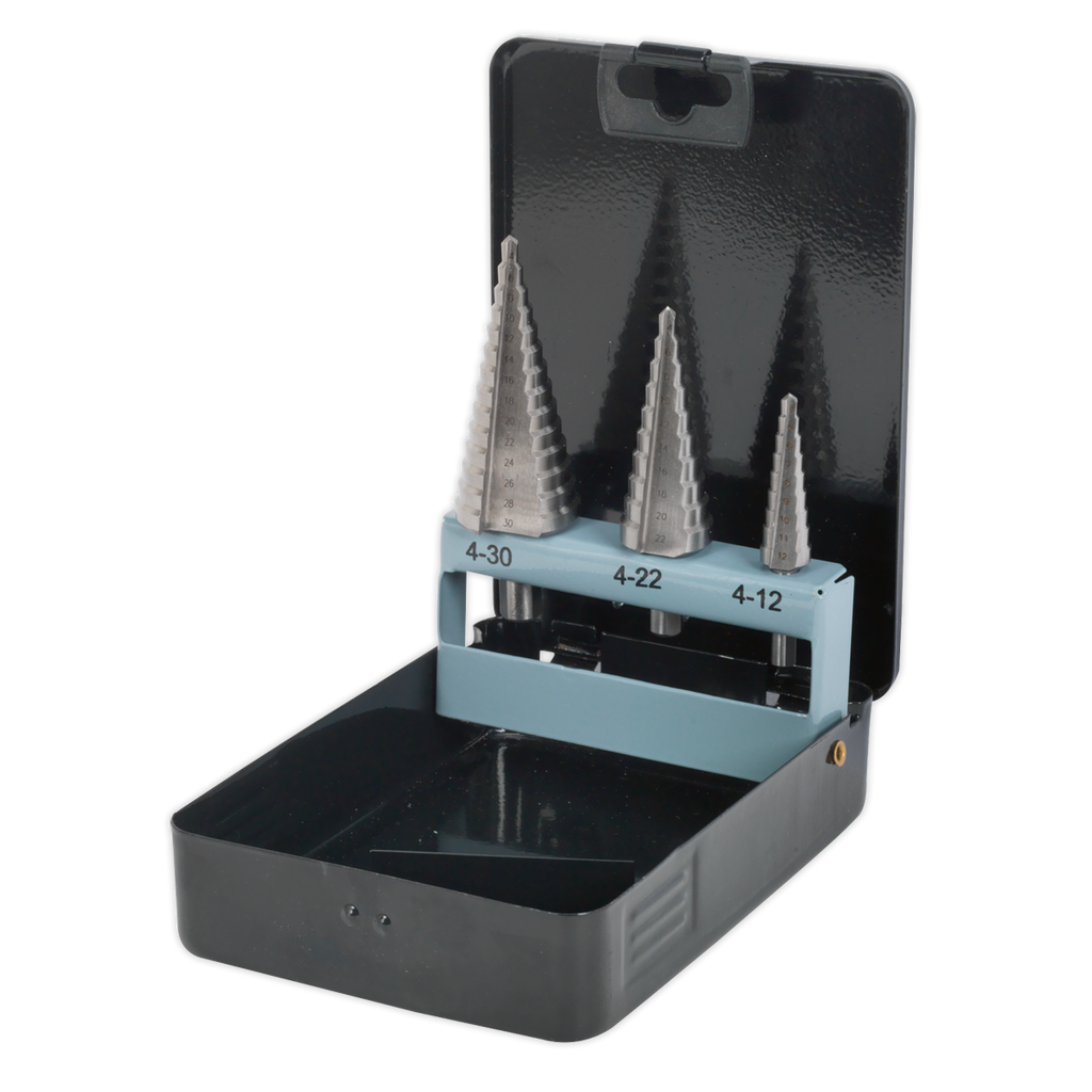 Double Flute HSS 4341 Step Drill Bit Set 3pc AK4746