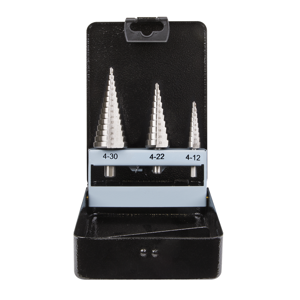 Double Flute HSS 4341 Step Drill Bit Set 3pc AK4746