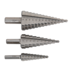 Double Flute HSS 4341 Step Drill Bit Set 3pc AK4746