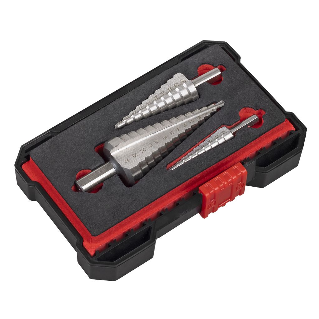 Straight Flute HSS 4341 Step Drill Bit Set 3pc AK4746