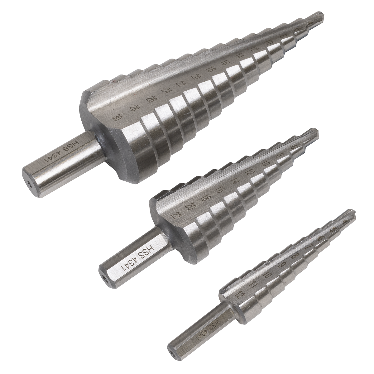 Straight Flute HSS 4341 Step Drill Bit Set 3pc AK4746