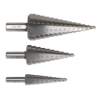 Straight Flute HSS 4341 Step Drill Bit Set 3pc AK4746