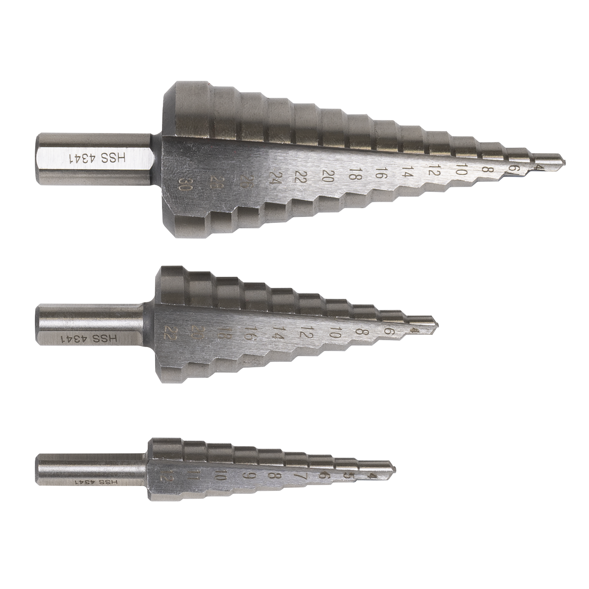Straight Flute HSS 4341 Step Drill Bit Set 3pc AK4746