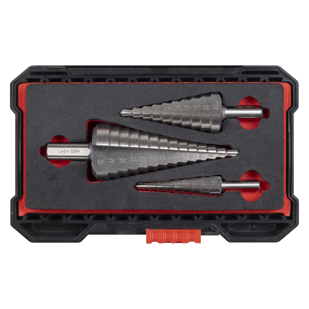 Straight Flute HSS 4341 Step Drill Bit Set 3pc AK4746