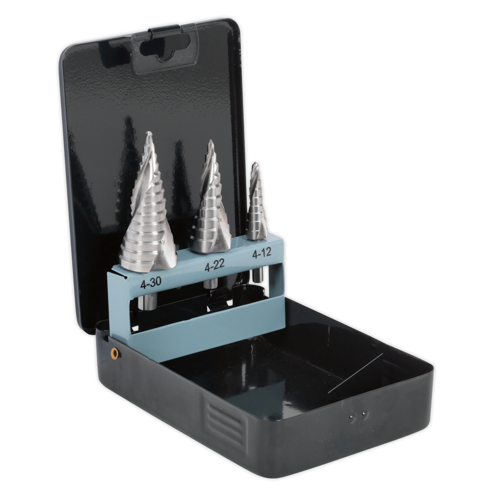 Spiral Flute HSS 4341 Step Drill Bit Set 3pc AK4749