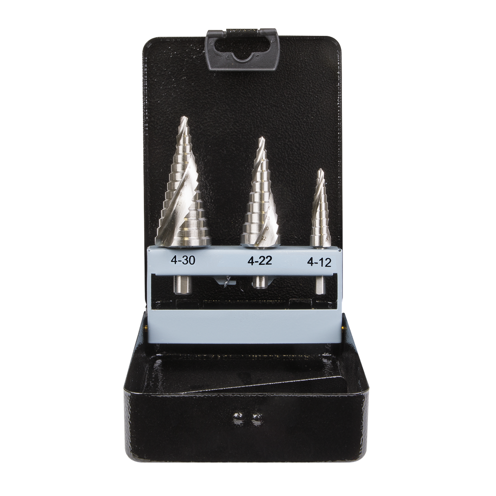 Spiral Flute HSS 4341 Step Drill Bit Set 3pc AK4749