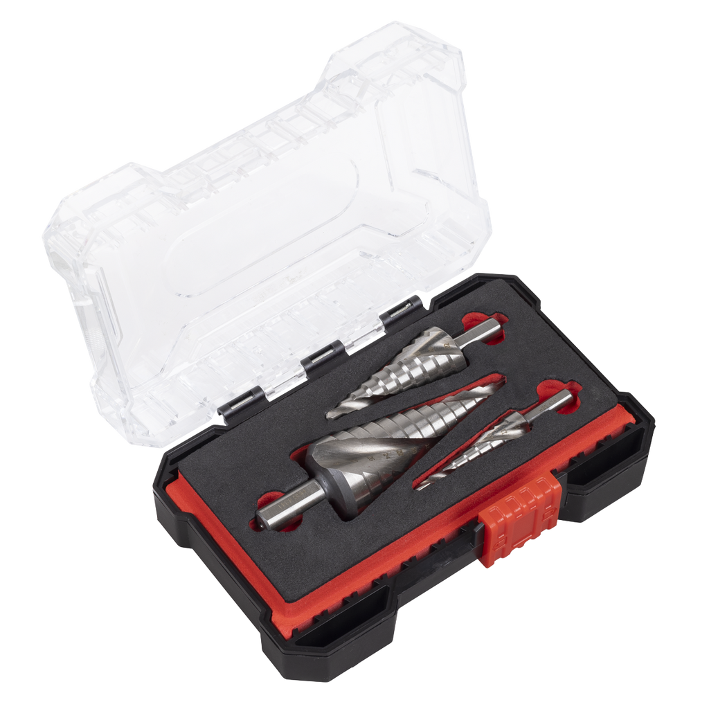 Spiral Flute HSS 4341 Step Drill Bit Set 3pc AK4749