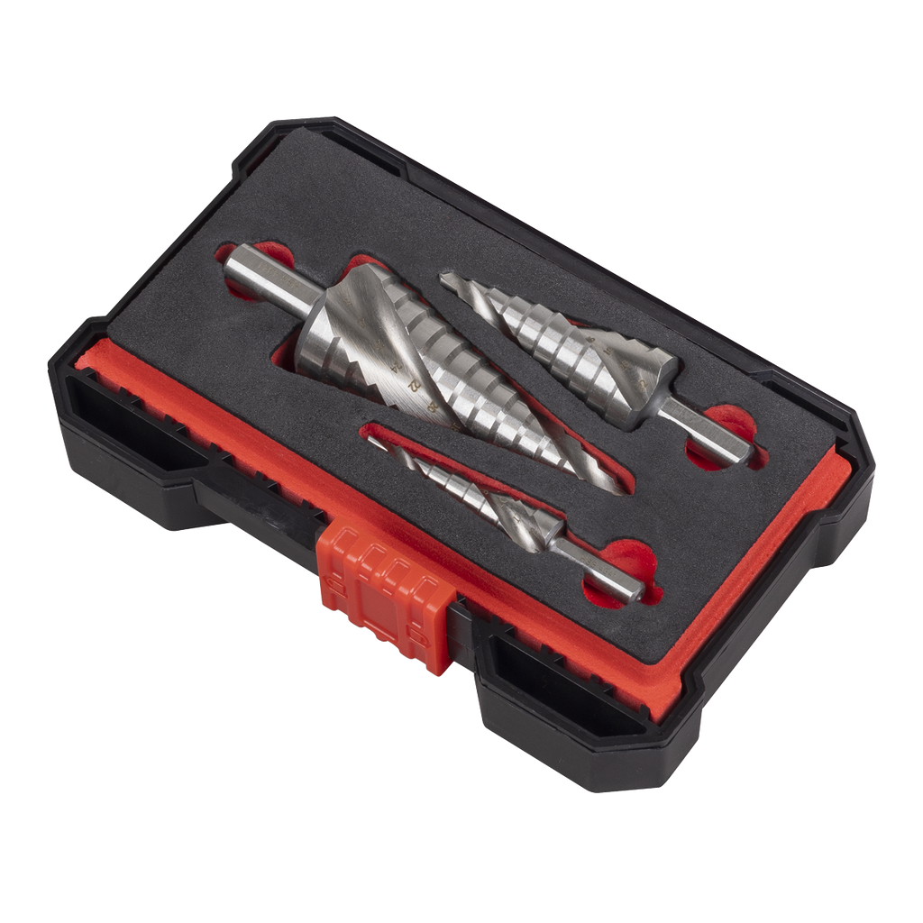 Spiral Flute HSS 4341 Step Drill Bit Set 3pc AK4749