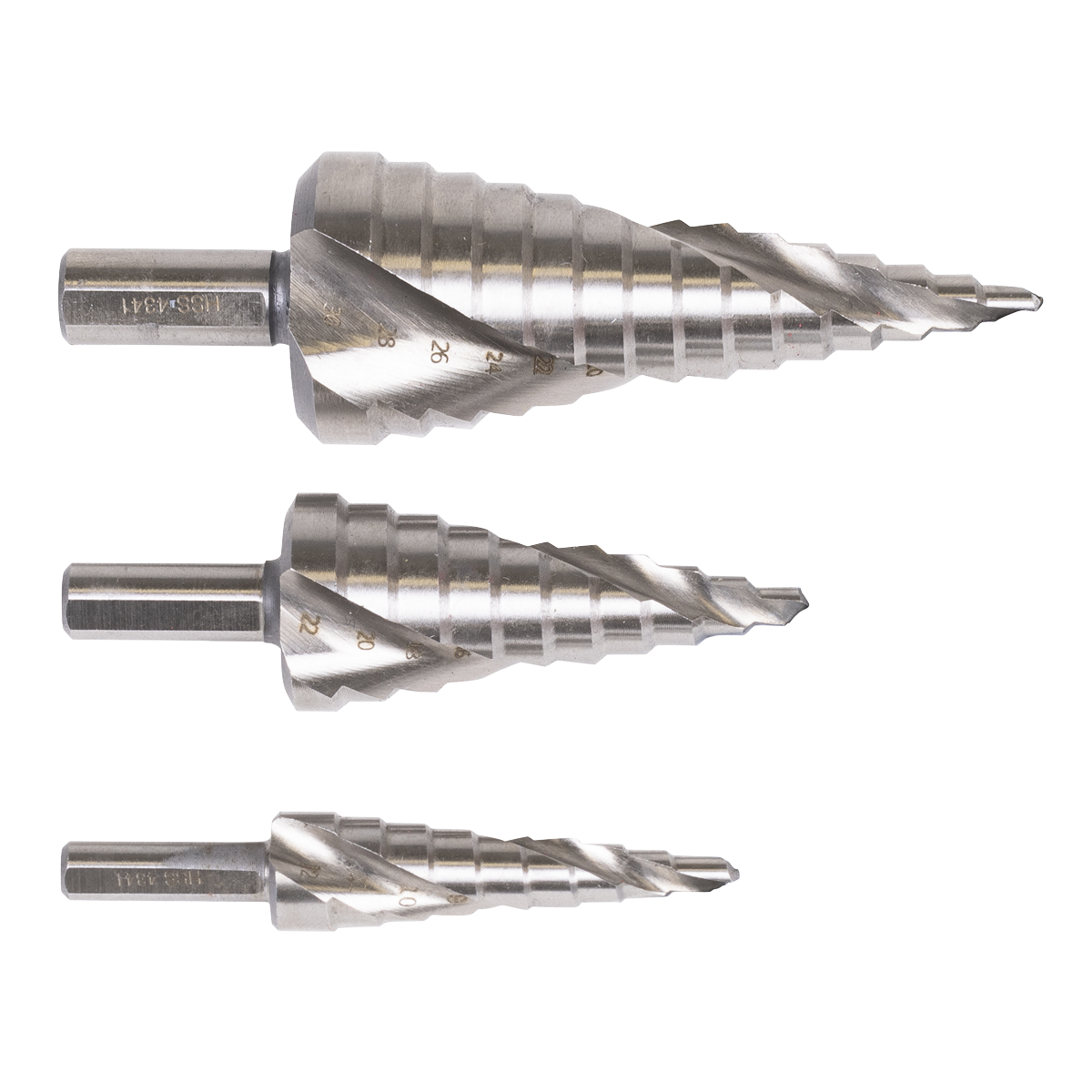 Spiral Flute HSS 4341 Step Drill Bit Set 3pc AK4749