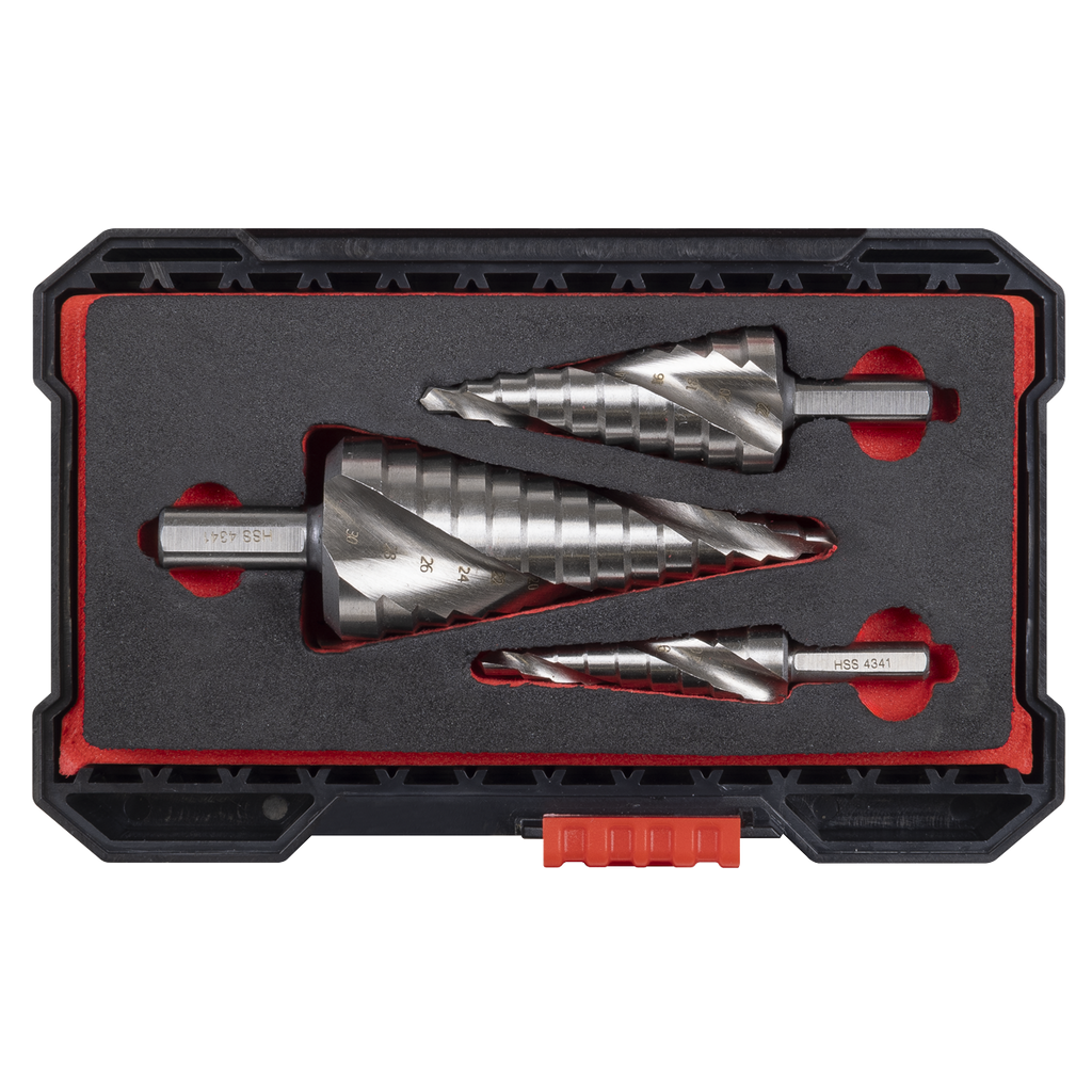 Spiral Flute HSS 4341 Step Drill Bit Set 3pc AK4749