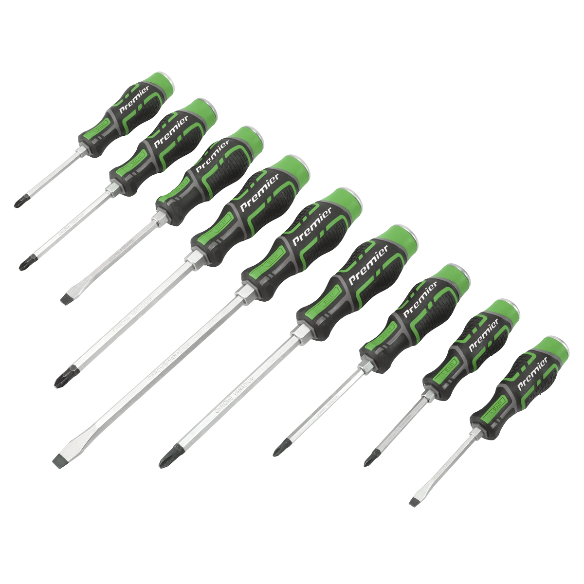Hammer-Thru Screwdriver Set 9pc - Hi-Vis Green AK4941HV