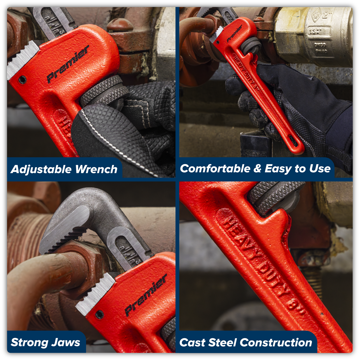 Cast Steel Pipe Wrench European Pattern 200mm AK5101